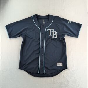 Tampa Bay Rays MLB Dynasty Fan Short Sleeve Jersey Button Up Adult Size Large